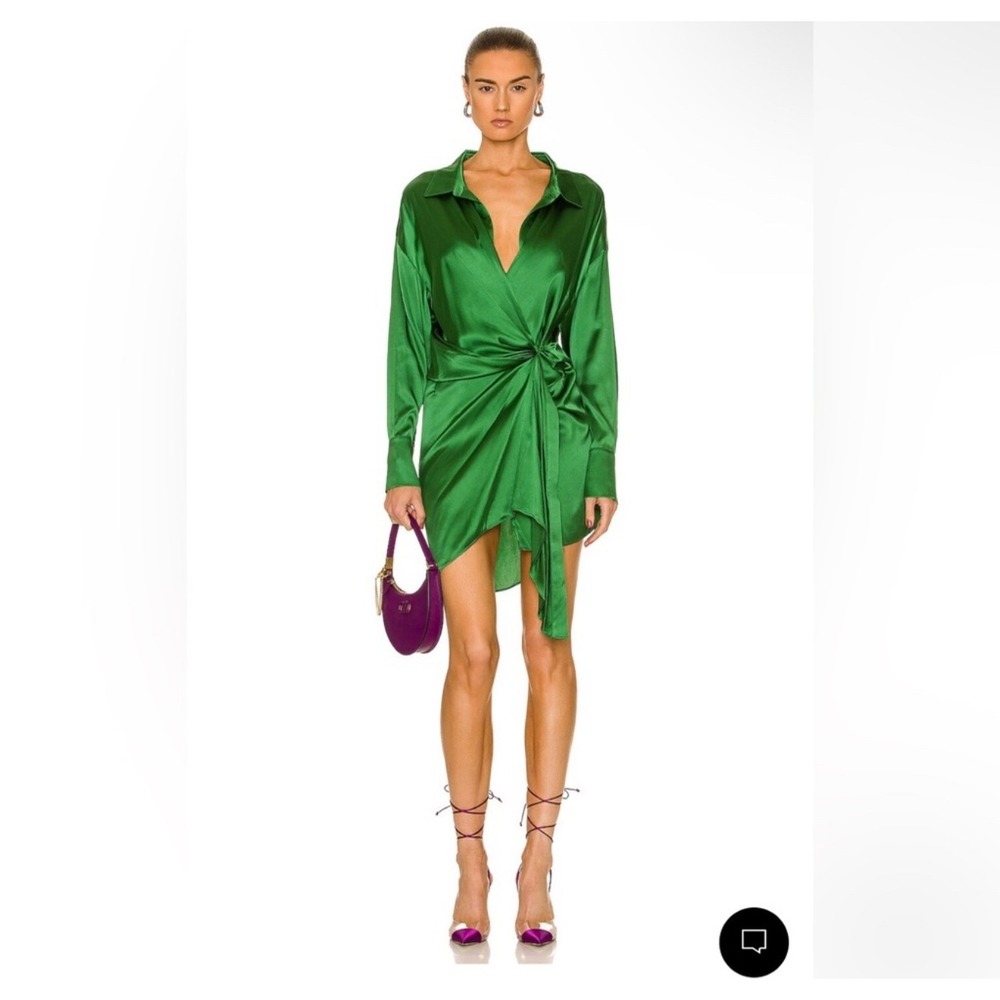 SER.O.YA Emerald Green Satin Mini Dress